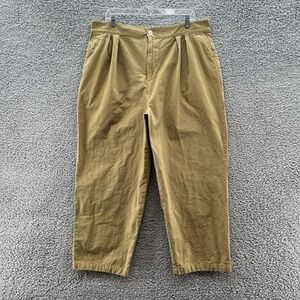Esby Pants Womens 12 Tan Pleated Relaxed Cotton Balloon Trouser Ankle Chino